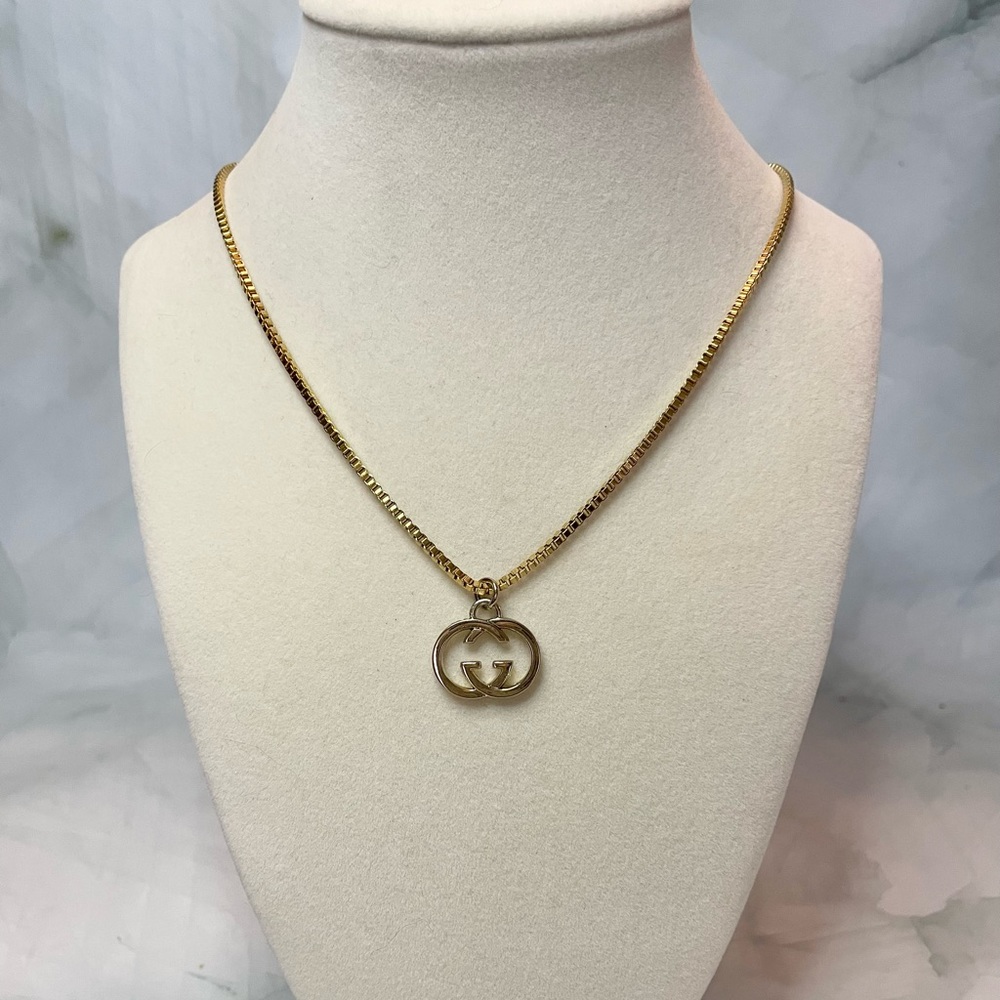 Upcycled GG Gold Box Chain Necklace